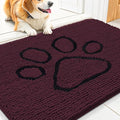 Smiry Dog Door Mat for Muddy Paws, Absorbent Dirt Trapper Non Slip Quick Dry Washable Chenille Mat for Mud Dogs, Entry Rug for Indoor and Outdoor (30x20 Inches, Russet and Black)