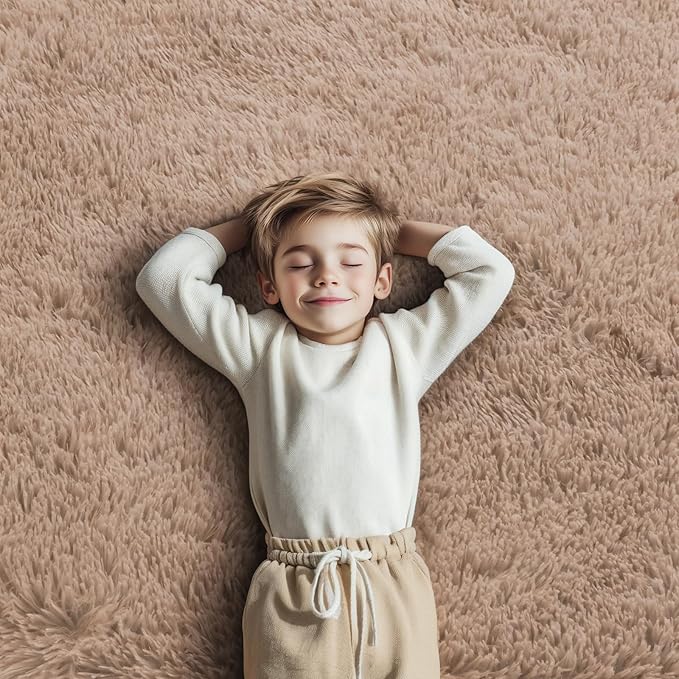 Super Soft Circle Rugs for Girls Princess Castle Toddlers Play Tent 4 Diameter Circular Area Rugs for Kids Bedroom Baby Room Decor Round Shag Playhouse Carpets(Φ4, Beige)