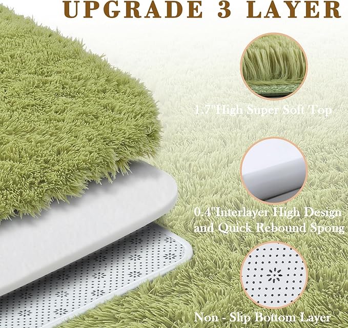 Rugs for Living Room 5x8, Alfombras para Salas Shag Large Plush Soft Area Rug, Shaggy Carpets for Bedroom, Kids Boys Girls Home Decor Aesthetic (Grass Green, 5x8 Feet)