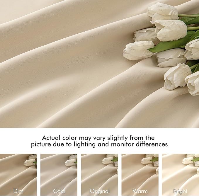 MIULEE Cream Beige Back Tab Light Blocking Curtains 78 Inch Length 2 Panels Set for Living Room Bedroom Privacy, Rod Pocket/Pinch Pleat Thermal Insulated Room Darkening Pleated Blackout Drapes