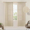 LAMIT Light Filtering Linen Curtains 78 inches Long for Bedroom, Faux Linen Textured Semi Sheer Back Tab and Rod Pocket Boho Modern Drapes for Living Room/Farmhouse, Linen, 2 Panels, 52 x 78 Inch