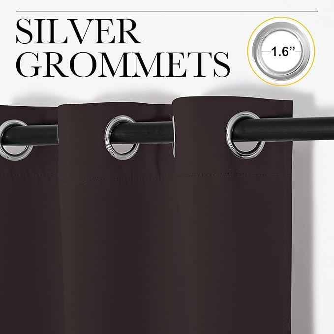 NICETOWN Energy Smart Thermal Insulated Solid Grommet Blackout Curtains/Drapes for Living Room (2 Panels, 42 inches x 84 inches, Toffee Brown)