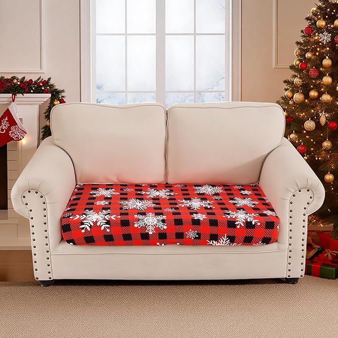 Smiry Printed Couch Cushion Covers, Stretch Soft Couch Covers for Sofa, Washable Non-Slip Sofa Slipcover Furniture Protector for Indoor and Outdoor (Medium, Burgundy)