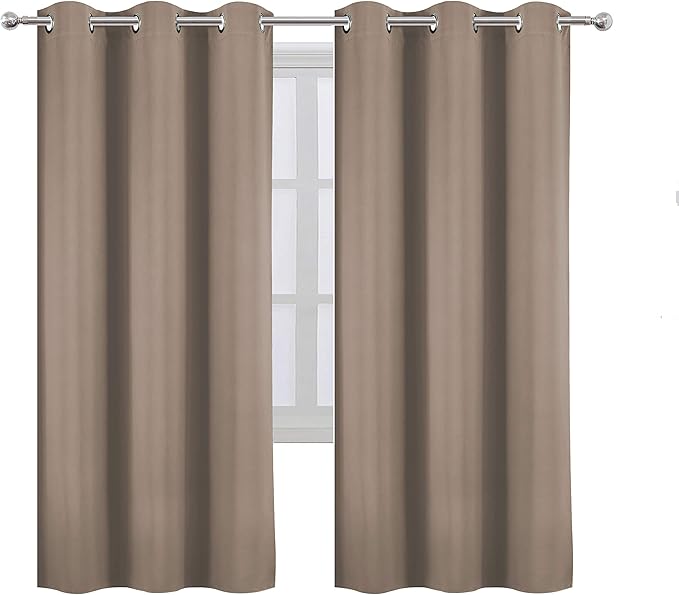 LEMOMO Cappuccino Thermal Blackout Curtains/42 x 72 Inch/Set of 2 Panels Room Darkening Curtains for Bedroom