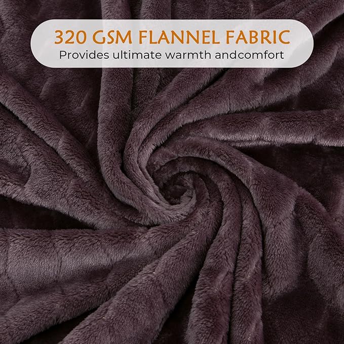 TOONOW Fleece Bed Blanket King Size 90x108 inches , Super Soft Fluffy Fuzzy Plush Blanket Geometric Pattern Cozy Microfiber Flannel Blankets for Couch, Bed, Sofa, Purple