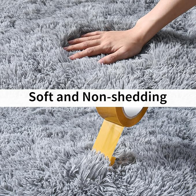 Soft Runner Rugs for Bedroom Hallways, 2x4 Grey Fluffy Shag Throw Area Rug Non Slip for Bedside Dorm, Long Shaggy Furry Carpet for Nursery Living Room