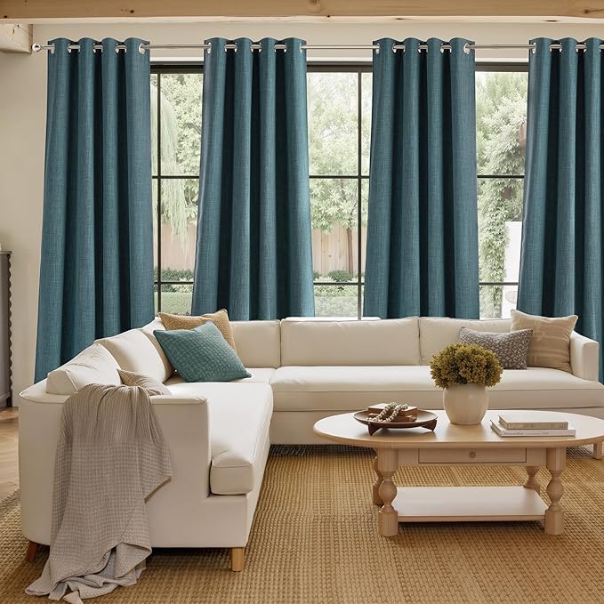 NICETOWN Greyish Blue Room Darkening Rod Pocket Curtains 63 inch Length, W42 x L63, Light Blocking Thermal Insulated Noise Reducing Drapes for Bedroom Living Room Farmhouse Decor, 2 Panels