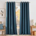 NICETOWN Faux Linen Stone Blue Blackout Curtains 84 inches Long for Living Room - Privacy Panels for Bedroom, Modern Farmhouse Style Easy Care Grommet Top, 2 Panels, W52 by L84