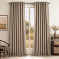 Topfinel Extra Long 120 Inch Blackout Curtains for Large Window Treatment Fall Farmhouse Thick Linen Texture Sound Proof Drapes Room Divider Pleat Ceiling Track Burg Bedroom 10Ft(W52 xL132 2 Panels)