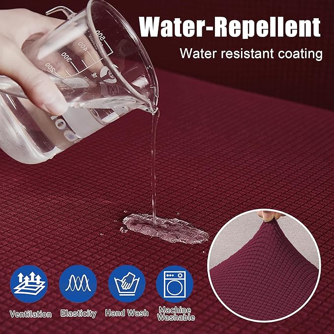 Water Repellent Sofa Couch Cushion Covers Sofa Seat Slipcover, Armchair Furniture Protector for Camper, Soft Flexibility Chair Cushion Cover, Christmas Decor (Small, Wine)