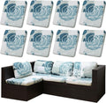 8Pcs Outdoor Cushion Covers, Patio Cushion Covers,Stretch Elastic Slipcovers, Replacement Washable & Reusable Furniture Protector for Patio Couch (Blue Rose-Pattern,Cover Only)