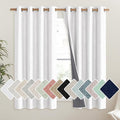 NICETOWN 100% Absolutely Blackout Linen Curtains with Thermal Insulated Liner, Greyish White, 52" Wide, 48" Length Energy Saving Curtains for Living Room 2 Panels Set, Vertical Blinds