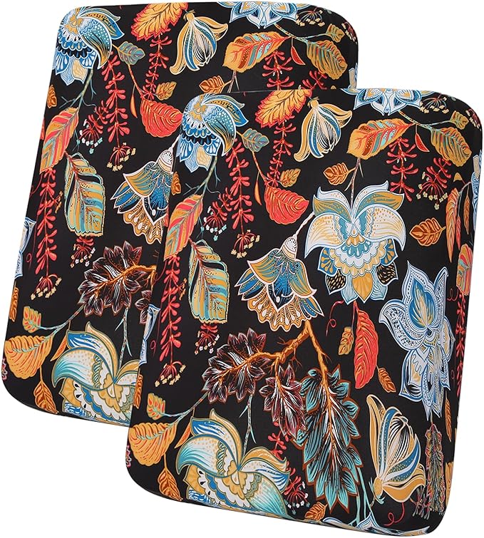 hyha Printed Couch Cushion Covers, Floral Sofa Covers Washable for 2 Cushion Couch, Stretch Pattern Outdoor Cushion Covers for Patio Furniture with Elastic Bottom(2 Packs, Floral)