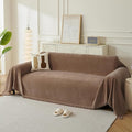 Couch Cover for Dogs, Boho Sofa Covers for 3 Cushion Couch, Chenille Sofa Slipcover for Pets Washable, L-Shape Sectional Couch Loveseat Cover Soft Throw Blankets with Tassels(91x134,Coffee)