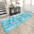 Tie-Dyed Sky Blue 3x10 Machine Washable Runner Rugs for Hallway Soft Fluffy Shaggy Bedside Rugs for Bedroom Living Room Indoor Floor Carpet for Kids Girls and Boys Nursery Rooms Home Decor Aesthetic