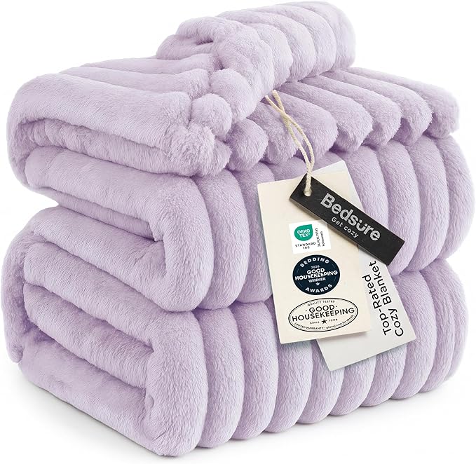 Bedsure GentleSoft Lavender Fog Fleece Blanket for Couch - Super Soft Cozy King Blankets for Women, Cute Small Blanket for Girls, 108x90 Inches
