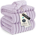 Bedsure GentleSoft Lavender Fog Fleece Blanket for Couch - Cozy Soft Blankets for Women, Cute Small Throws for Girls, 90x90 Inches