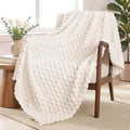 Exclusivo Mezcla Fleece Throw Blanket for Couch, Extra Large Fuzzy Ivory Bed Blankets, Soft Cozy Plush Sofa Throws for All Seasons, 50x70 Inches