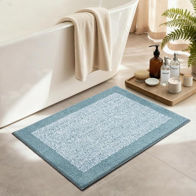 Bathroom Rugs 30x20 Non Slip Washable, Dusty Blue Bath Mat for Bathroom Floor Tub, Soft Absorbent Quick Dry Mats for Shower, Bathtub,Home Decor
