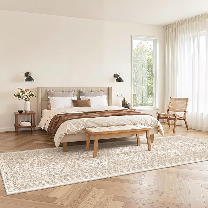 zesthome Washable Runner Rug 2.5x12 - Stain Resistant Entryway Rug,Ultra-Thin Kitchen Rugs, Anti Slip Backing Runner Rugs for Entrance Laundry Room Indoor Hallway (Cream/Beige,2.5'x12')
