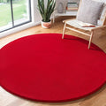 Amearea Red Round Area Rugs 5ft Washable Circle Rugs for Bedroom Living Room, Fluffy Indoor Thickened Memory Foam Rug, Non Slip Minimalist Circular Carpet for Kids Boys Girls Dorm Nursery Room Decor