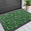 Smiry Welcome Door Mat Outside Entrance, Heavy Duty Trap Dirt and Moisture Easy Clean Low Profile Patio Porch Indoor Outdoor Front Doormat for Entry, 29.5x17 Inch, Green
