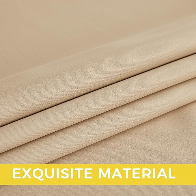 NICETOWN Blackout Curtains Grommet 2 Panels 72 Inches Long, Biscotti Beige