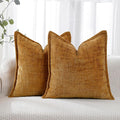 HPUK Fall Chenille Soft Throw Pillow Covers 18x18 Set of 2, Accent Cushion Covers for Living Room, Bedroom, Decorative Solid Color Pillow Covers for Couch, Sofa, Chair, Mustard Yellow