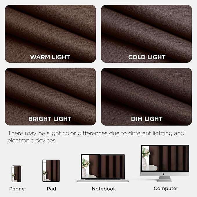 Joydeco Blackout Patio Sliding Door Curtains 96 Inches Long, Grommet Privacy Room Divider Curtains, Extra Wide Thermal Blackout Drapes for Bedroom Living Room (Chocolate, 70Wx96L, 1 Panel)