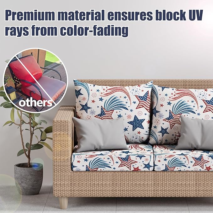 8Pcs Stretch Patio Cushion Covers, Outdoor Couch & Sofa Replacement Slipcovers for Patio Furniture Cushion Covers, Washable Reusable Furniture Protector