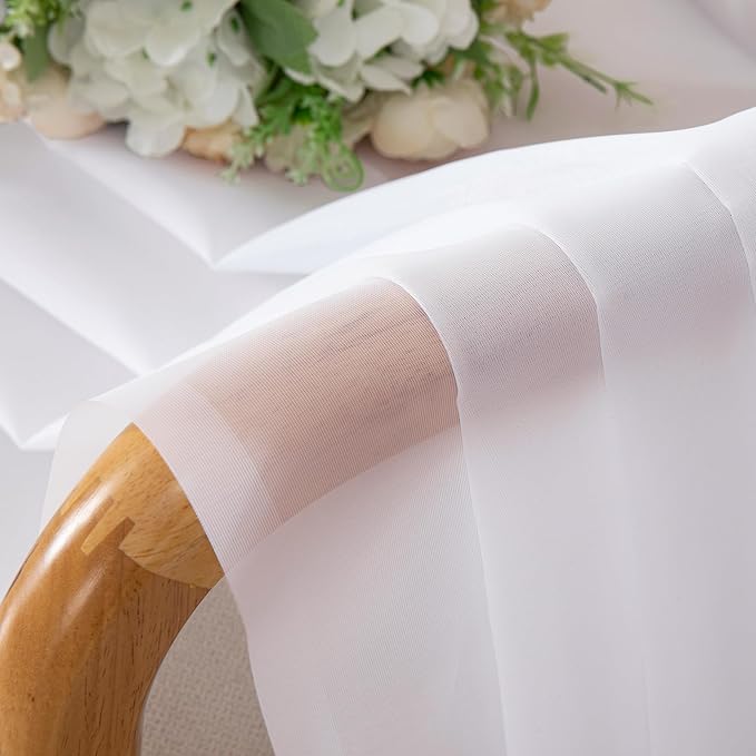 OVZME 2 Panels White Sheer Curtains 96" Length for Bedroom, Elegant Light Filtering Sheer White Curtains Window Treatment for Living Room & Sliding Glass Door, Each 42Wx96L