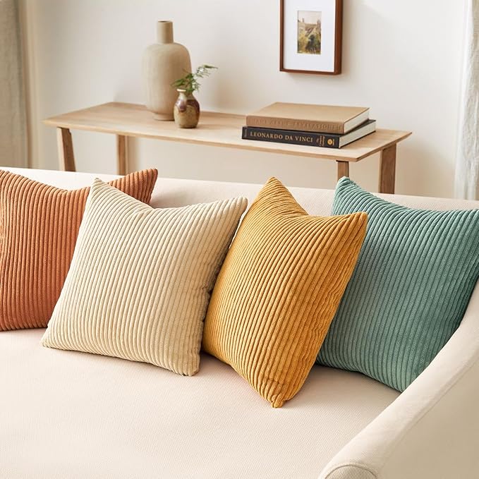 Topfinel Decorative Throw Pillow Covers Cushion Cases, Set of 4 Soft Velvet Modern Double-Sided Designs, Mix and Match for Home Decor, Pillow Inserts Not Included (16x16 inch, Orange/Teal)