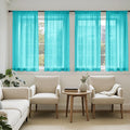 MIULEE Turquoise Sheer Curtains 63 Inches Long, 4 Panels Set, Light Filtering Rod Pocket Voile Drapes for Living Room and Bedroom, Airy Soft Fabric Window Treatments, 42 x 63 Inches