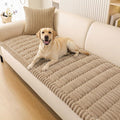 Smiry Couch Cover for Dogs Washable, Non Slip Fuzzy Pet Couch Covers for 3 Cushion Sofa Pet Friendly, Thick Soft Sofa Slipcovers Cushion Protector (Khaki, 27.6" x 47")