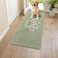 Smiry Dog Door Mat for Muddy Paws, Absorbent Dirt Trapper Non Slip Quick Dry Washable Chenille Mat for Mud Dogs, Entry Rug for Indoor and Outdoor (47x24 Inches, Sage Green and White)