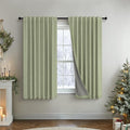 Light Sage Green Short Blackout Curtains for Small Bathroom Window Kitchen Door Back Tab Pocket 45 Inch Length 2 Panel Linen Look Noise Reducing Dampening Vintage Moody Curtain for Room Divider Closet