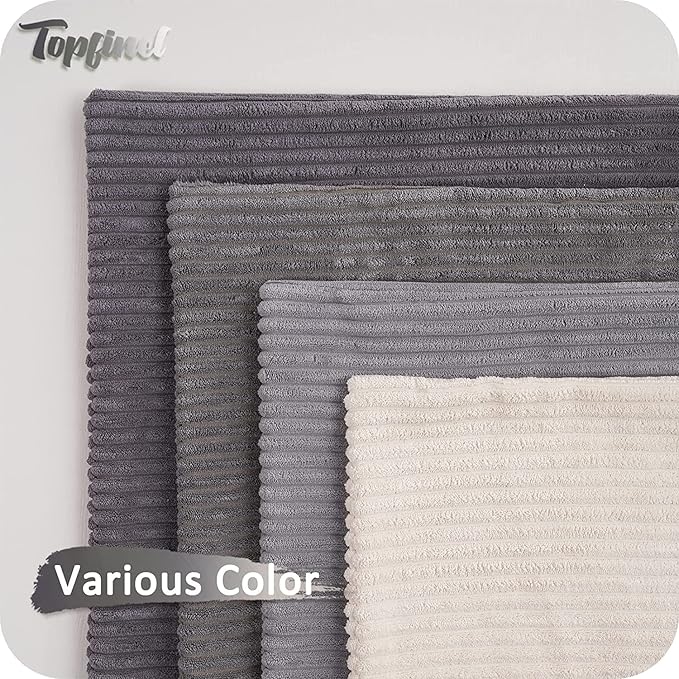 Topfinel Euro Shams Decorative Throw Pillows Covers for Bedroom,Large Cream Grey Fluffy Corduroy Western Home Decor Cushion Cases,Soft Neutral Gray Shams Set of 4 26x26 Inch
