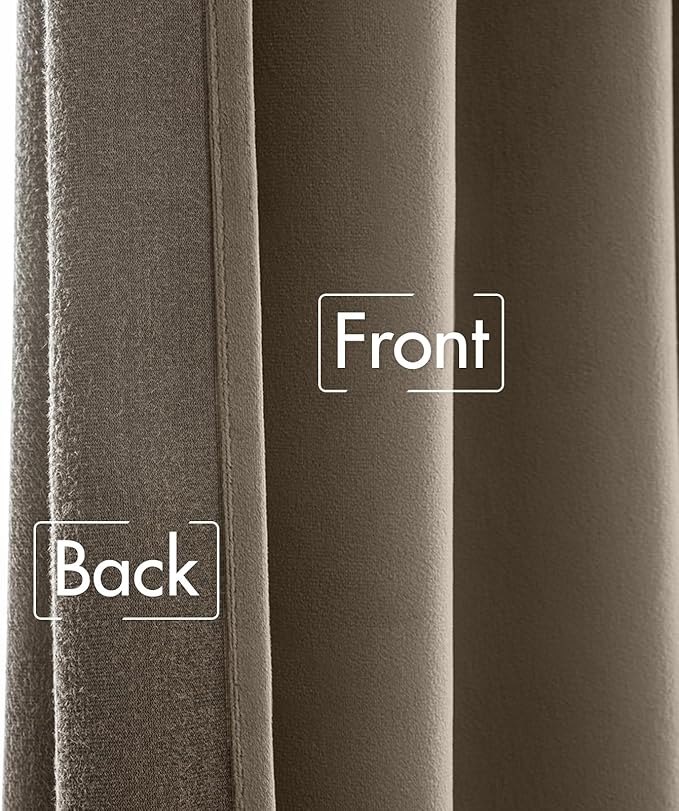 MIULEE Taupe Velvet Curtains 84 inches - Luxury Blackout Curtains for Bedroom Living Room Thermal Insulated Super Soft Window Drapes Rod Pocket & Back Tab, W52 x L84 inches, 2 Panels
