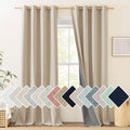 NICETOWN Farmhouse Style Keep Warm Large Window Draperies 108 inches Length with Thermal Insulated Liners, 2 Panels, 52" W, Full Blackout Oatmeal Linen Curtains for Sliding Glass Door