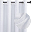 100% Blackout Shield Linen Blackout Curtains for Bedroom, Greyish White Grommet Curtains for Living Room, Thermal Insulated Room Darkening Drapes for Nursery, Boho Home Decor, 40" W x 45" L, 2 Panels
