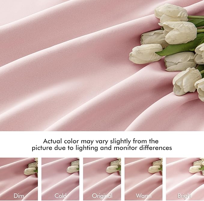 MIULEE Baby Pink Back Tab Blackout Curtains 96 Inch Length 2 Panels Set for Living Room Bedroom Privacy, Rod Pocket/Pinch Pleated Thermal Insulated Room Darkening Light Blocking Drapes, W66xL96