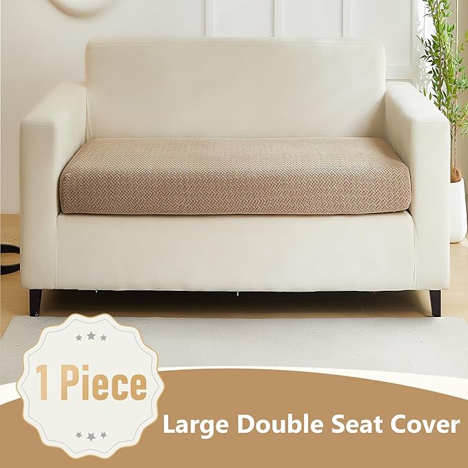 Couch Cushion Covers for Sofa Couch Covers Wear-Resistant Universal Sofa Cover Washable Stretch for Sectional Slipcovers (Texture-Light Coffee,Large Double Seat Cover)