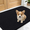 OLANLY Dog Door Mat for Muddy Paws 24x16, Absorbs Moisture and Dirt, Absorbent Non-Slip Washable Doormat, Quick Dry Chenille Mud Mat for Dogs, Entry Indoor Entryway Carpet for Inside Floor, Black