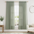 Nanspring Desert Sage Linen Curtains 72 Inch Length for Living Room Semi Sheer Light Filtering Door Drapes 2 Panels Set for Kids Bedroom Back Tab Rod Pocket Modern Farmhouse Decor 52x72