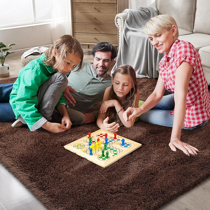 10X14 Large Area Rugs for Living Room Bedroom,Big Shag Rug for Bedroom Dorm,Soft Fluffy Indoor Carpet Nursery Rugs for Kids Girls Room Home Decor,Brown