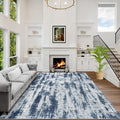 8x10 Area Rugs Washable Rug: Modern Abstract Living Room Rug Soft Anti-Skid Thin Carpet Indoor Floor Non-Shedding Carpets for Bedroom Dining Room Farmhouse Nursery Home Office Blue Grey