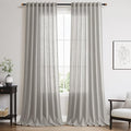 Nanspring Light Gray Linen Curtains 90 Inches Long for Living Room Simple Modern Farmhouse Linen Coastal Decor Back Tab Rod Pocket Light Filtering Semi Sheer Grey Curtain for Bedroom 52x90, 2 Panels