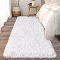 Soft Runner Rugs for Bedroom Hallways New Upgraded Non-Slip Bottom, 2 Packs 2x6 White Fluffy Shag Throw Area Rug for Bedside Dorm, Long Shaggy Furry Carpet for Nursery Living Room