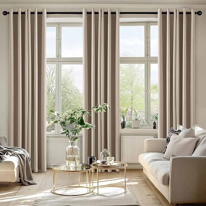 MIULEE Taupe Blackout Curtains for Bedroom Living Room 84 Inches Long 2 Panels, Thermal Insulated Room Darkening Drapes Solid Grommet Noise Reduction Light Blocking Window Treatments 40x84 inch