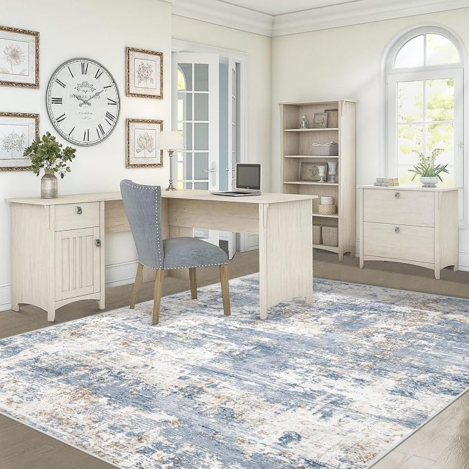 XLUEZ 5x7 Area Rugs for Living Room, Washable Modern Abstract Large Area Rug Neutral Soft Non Slip Kids Rug Stain Resistant Indoor Carpet for Bedroom Nursery Dining Room Playroom(Blue, 5'x7')